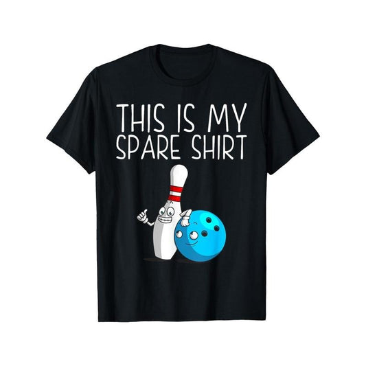 1pc Unisex Bowling Themed Cotton T-Shirt - Casual Crew Neck with Slight Stretch, Loose Fit Printed Tee for Adults, Funny Spare Ball Pin Graphic, Gift for Men and Women made in usa