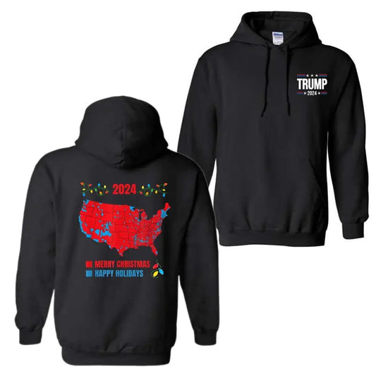 2024 Electoral Map Merry Christmas Trump Landslide Holiday Hoodie T-Shirt, Trump Christmas, For Men And Women, Unisex Hoodie