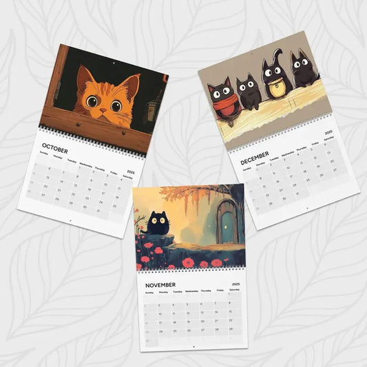2025 Wall Calendar -Cat CalaGhibli 2025 Wall Calendar featuring Ponyo, Spirited Away, Arrietty, and more, Anime Calendar, Movie Calendar, Pop Culture Calendarendar Inspired By Studio Ghibli   - Yearly Desk Calendar, Family Calendar