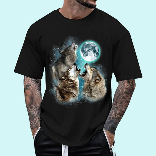 3 Wolf Moon Howling Wolf Head Funny Wolves For Men Women Unisex T-Shirt, Cotton 100%, Top Trending Fashion
