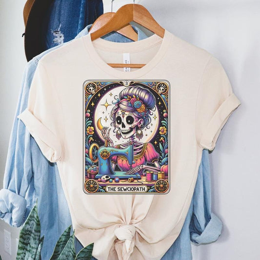 # 314 - The Sewciopath Tarot Card Design - Print Unisex Crew neck Tee T-shirt