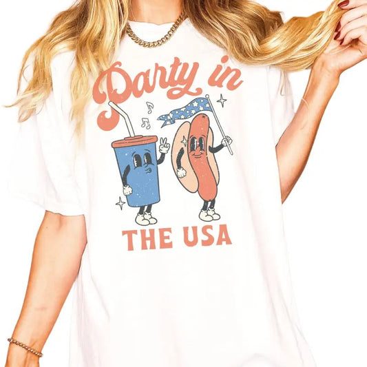 4th July Shirt, Independence Day Tee, Party In The Usa Shirt, Unisex T-Shirt, Gifts For Female Male, Short Sleeve Tee Shirt, Gifts For 4th Of July Independence Day Birthday Fathers Day