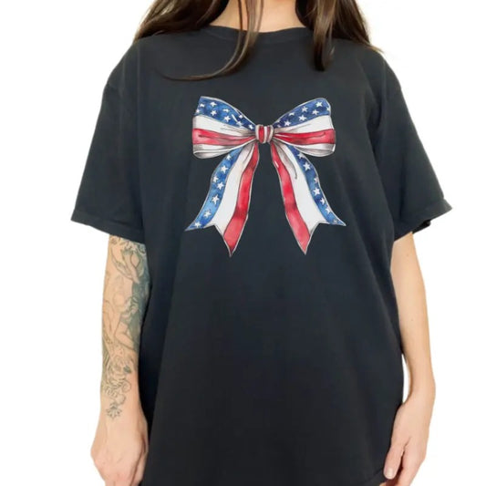 4th Of July Bow Shirt, Coquette 4th Of July, Trendy Bow Shirt, Preppy Aesthetic, American Girly, Fourth Of July, Summer Shirt , Unisex T-Shirt, Gifts For Men Women, Short Sleeve Tee Shirt, Gifts For Birthday