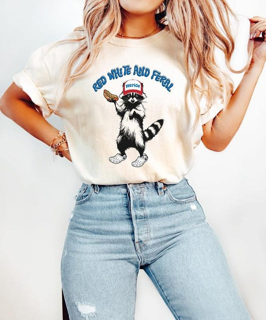 4th of July Shirt, Red White and Feral T-Shirt, Independence Day sweatshirt, America Shirt, Funny USA Tee, Patriotic Shirt, Patriotic Gift, Freedom Tee