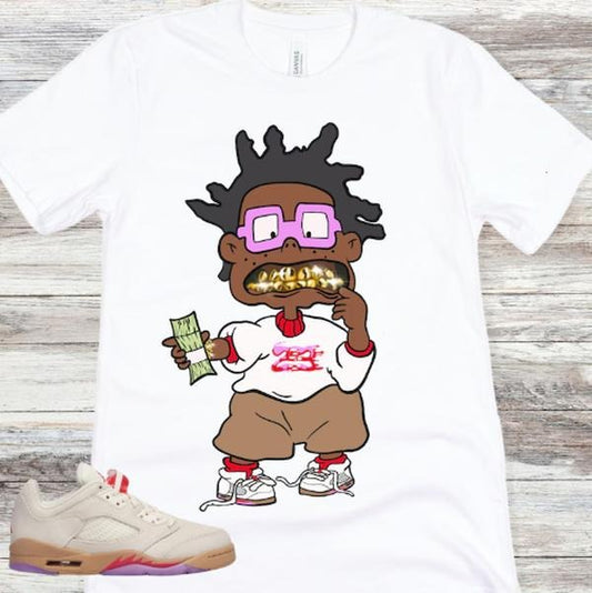 5 Low Peanut Butter and Jelly Sneaker Match Shirt, Pale Ivory Fusion Red Desert Rush Fuchsia