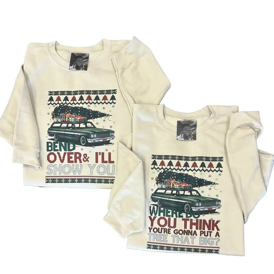 Couples Christmas Crewnecks Unisex Sizing Plus Size Available 50/50 Poly Cotton Blends Womenswear Clothing