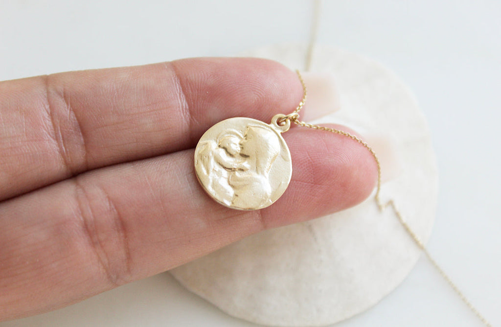 14k Gold Jesus & Mary Necklace