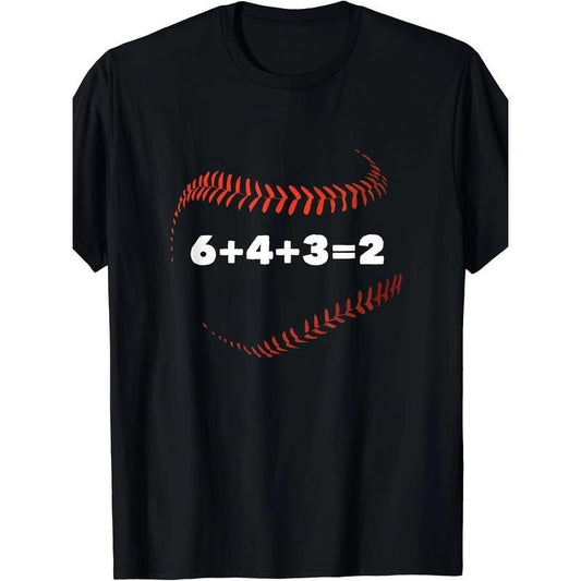 6+4+3=2 Double Play Baseball Player Gift Baseball Saying T-Shirt - 220g made in usa