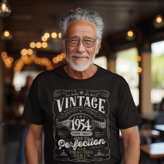 70th Birthday T-shirt For Men, Vintage 1954. 70th Birthday Gift Shirt for Grandma, Grandpa 70th Shirt, Vintage Aged To Perfection V-1954.made in usa