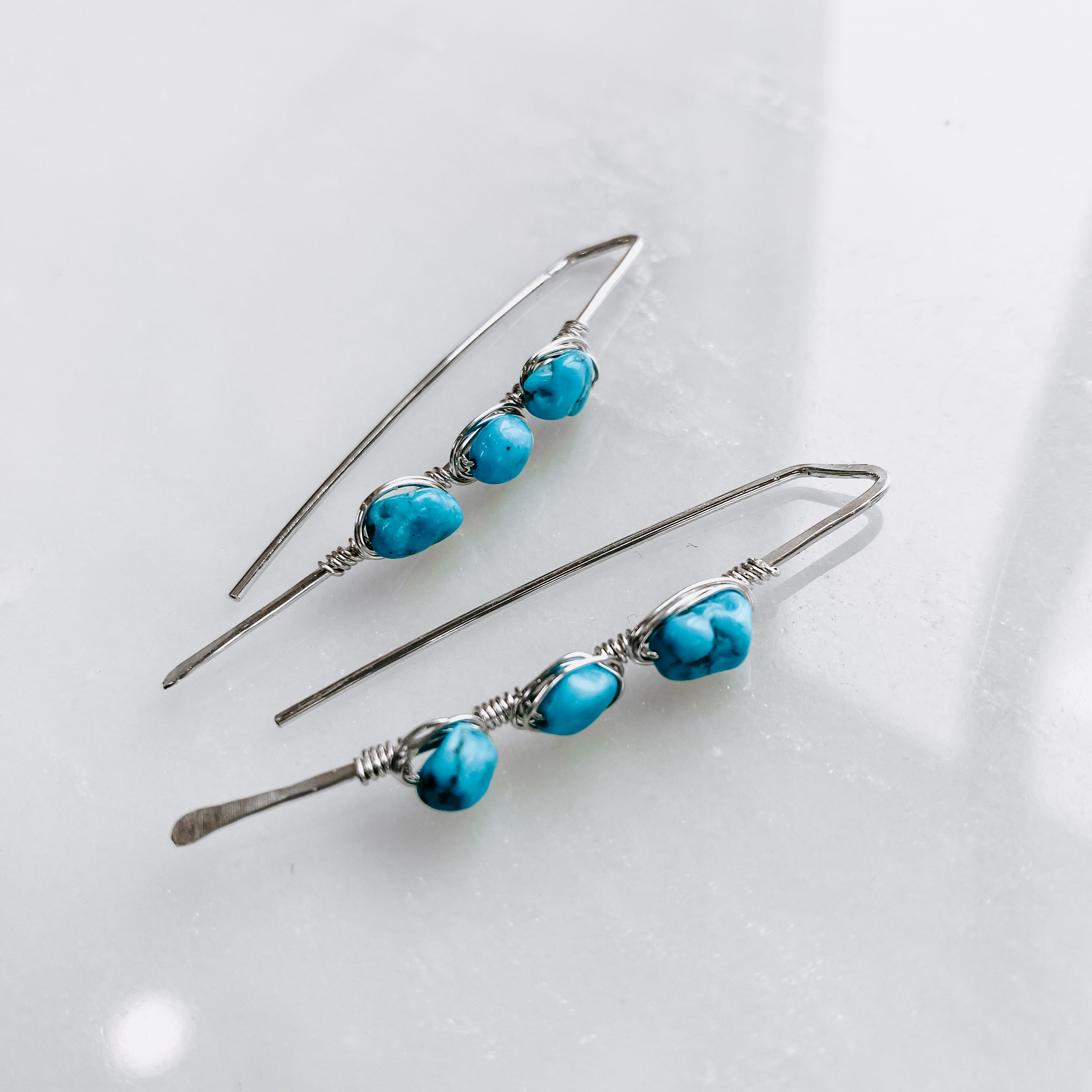 Pacific Threader Earrings with Kingman Turquoise