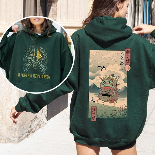 A Heart's A Heavy Burden 2 Sided Hoodie, Sweatshirt, Tshirt, Howls Moving Castle Shirt, Studio Ghibli, Anime Hoodie, Anime Sweatshirt