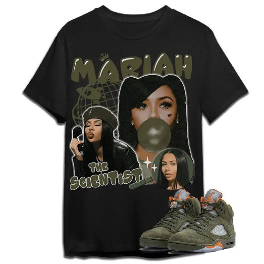A J 5 Olive Unisex Shirt, Mariah TS, Shirt To Match Sneaker Color Black