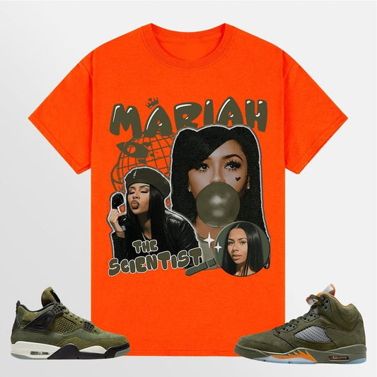 A J 5 Olive Unisex Shirt, Mariah TS, Shirt To Match Sneaker Color Orange