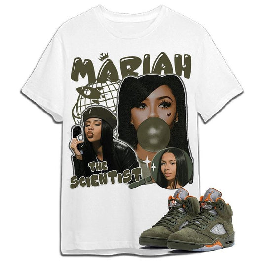 A J 5 Olive Unisex Shirt, Mariah TS, Shirt To Match Sneaker Color white
