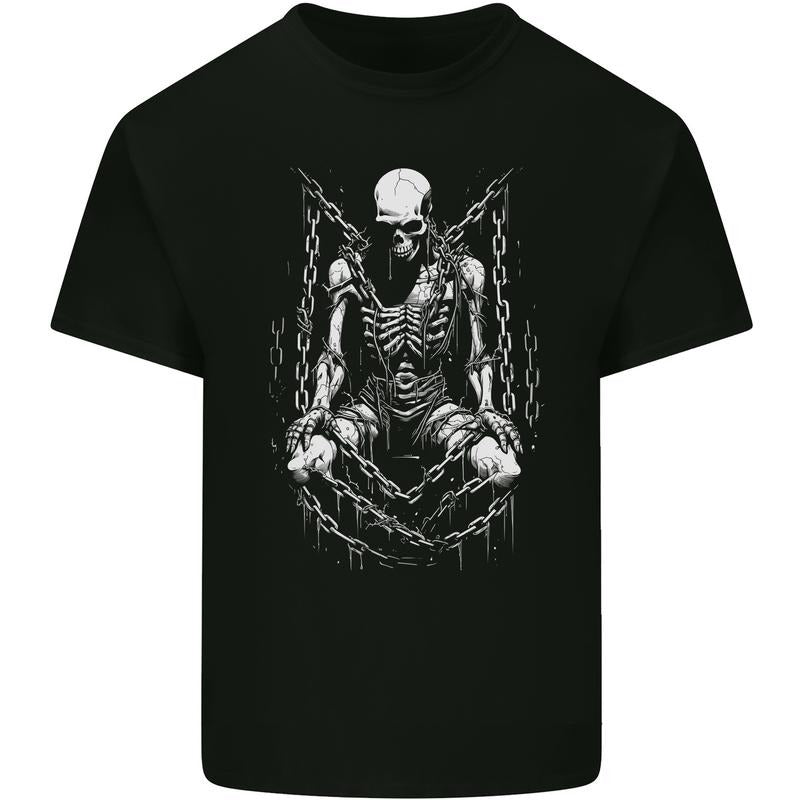 A Skeleton in Bondage Skull Horror Gothic Goth Mens Cotton T-Shirt Tee Top Made in USA