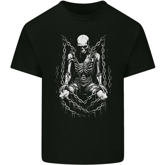 A Skeleton in Bondage Skull Horror Gothic Goth Mens Cotton T-Shirt Tee Top Made in USA
