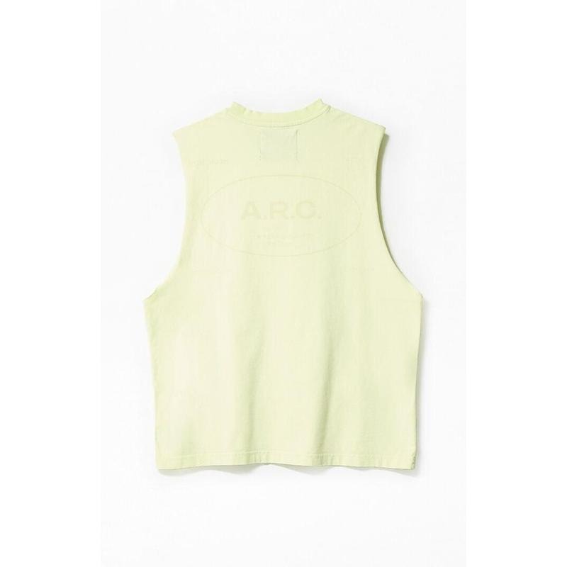 A.R.C. Men's Pale Green Vintage Wash Comfort Cut Off Muscle T-Shirt