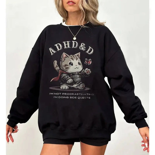 ADHD&D Shirt, Dungeons and Dragons ADHD Shirt, Cat DnD Shirt, Dungeons and Dragons Sweatshirt,Dragon Unisex Tee,Game Masters,Gamer D&D Sweatshirt