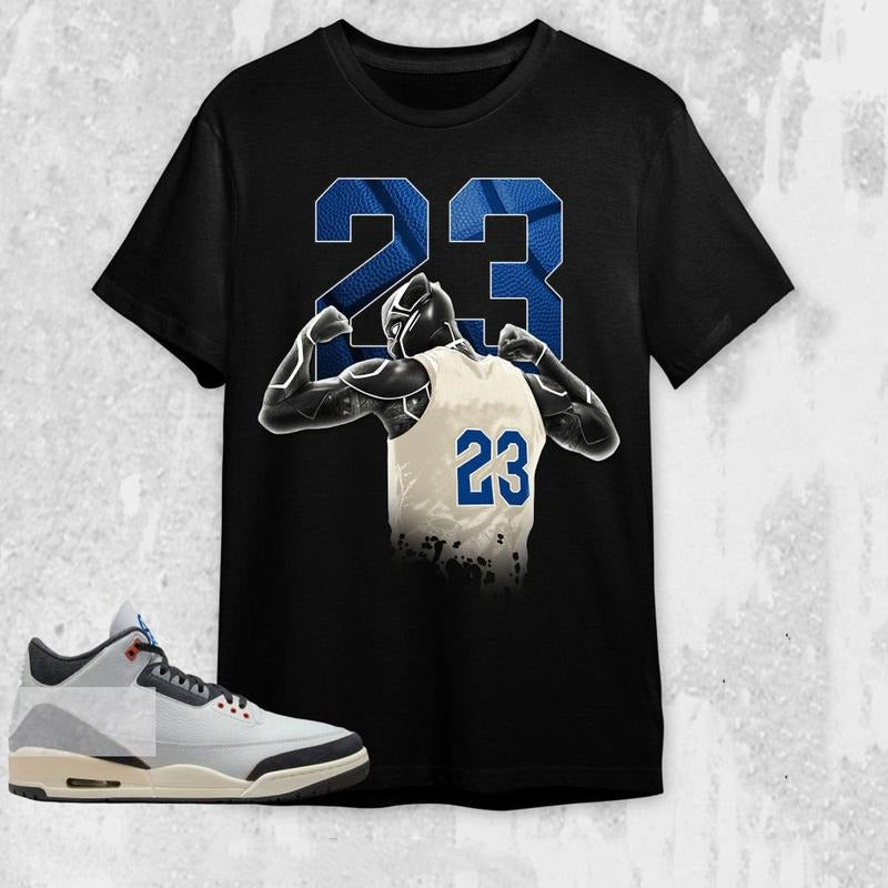 AJ 3 Q54 Unisex T-Shirt, Number 23 Panther Tees, Shirt To Match Sneaker color Black