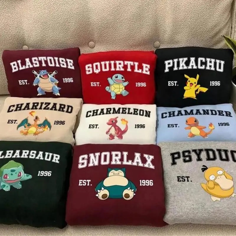 ALL Pokemon Graphic Sweatshirt, PK Characters Hoodie, Anime Shirt, Graphic Design, Anime Sweatshirt, Anime Lover Pullover, Casual Menswear