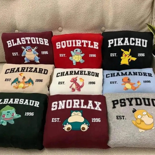 ALL Pokemon Graphic Sweatshirt, PK Characters Hoodie, Anime Shirt, Graphic Design, Anime Sweatshirt, Anime Lover Pullover, Casual Menswear