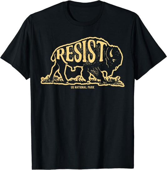 ALT US National Park Resist Service Bison Buffalo Vintage T-Shirt | Unisex Cotton Tee Gift, Crewneck, Short Sleeve
