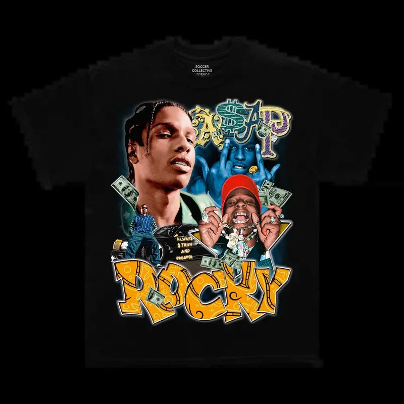 ASAP ROCKY T-Shirt 90s Vintage Rapper Graphic Tee Rap Hip Hop Y2k Merch Men Women Menswear