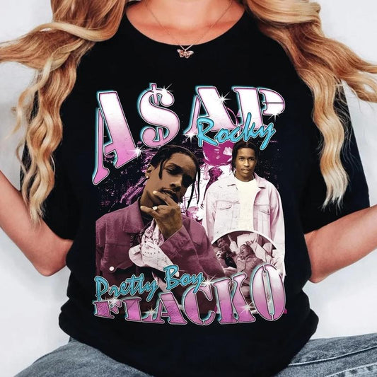 ASAP ROCKY T-Shirt Rapper Graphic Tee Rap Hip Hop Y2k Merch Men Women Menswearstyle{n002}2