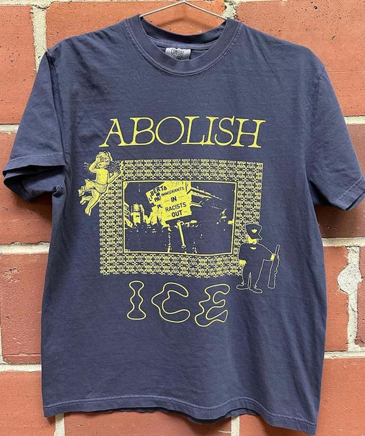 Abolish ICE T-shirt - Short Sleeve, Plain Design, Ideal for Casual Wear Cotton Unisex Fit Top Tee