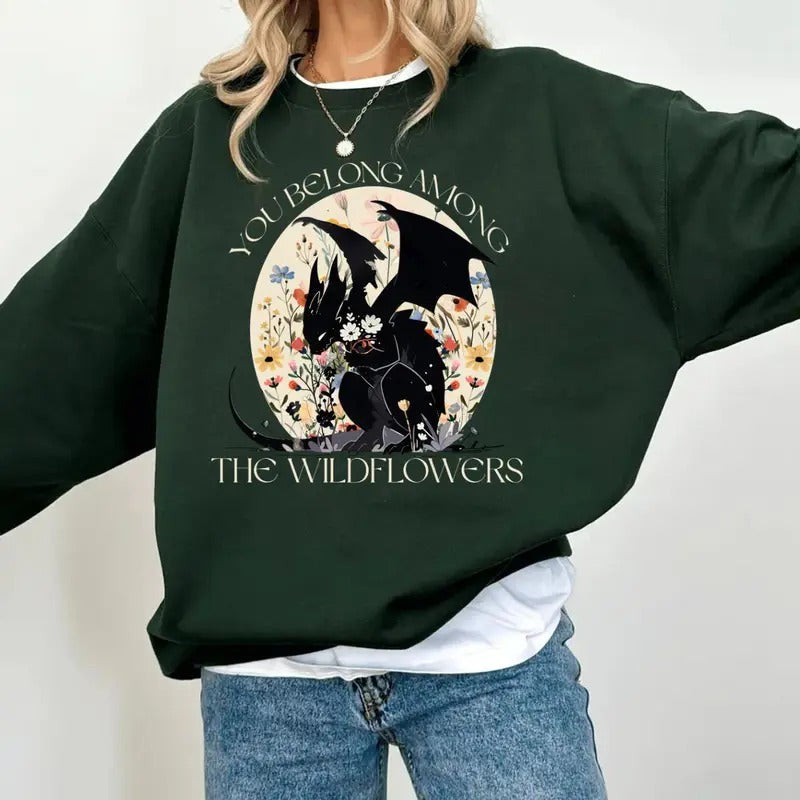 Abraxos Flower Shirt, Throne Of Glass Flower Sweatshirt, Fantasy Dragon Bookish Shirt, Fantasy Book Lover Shirt, Bookish Unisex Sweater Pullover Tee