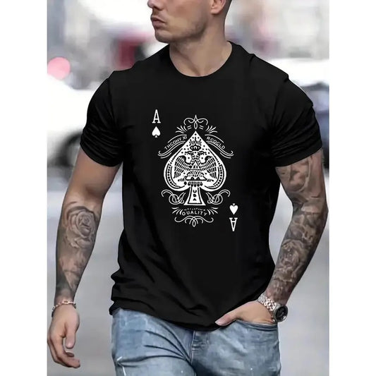 Ace Of Spades Graphic T-Shirt - Short Sleeve, Casual, Summer Wear, Men's Tees, Print Design, Comfortable, Relaxed Fit Made in USA