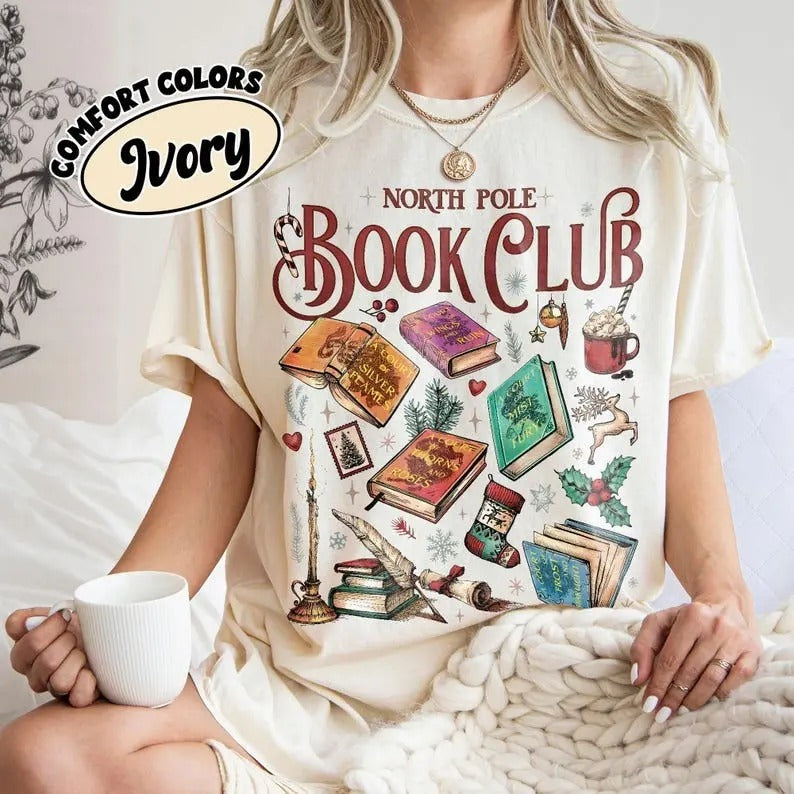 Acotar Book Club Christmas  Shirt, Bookish Shirt, North Pole Book Club TShirt, SJM, throne of glass book merch, dark romance shirts, acotar