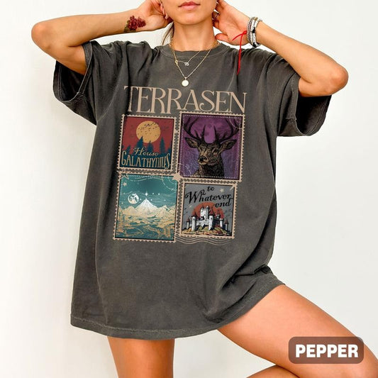 Acotar Terrasen To Whatever End Shirt, Throne Of Glass Comfort Colors Shirt, Aelin Galathynius Sweatshirt, Sjm Universe Merch, Bookish Gift