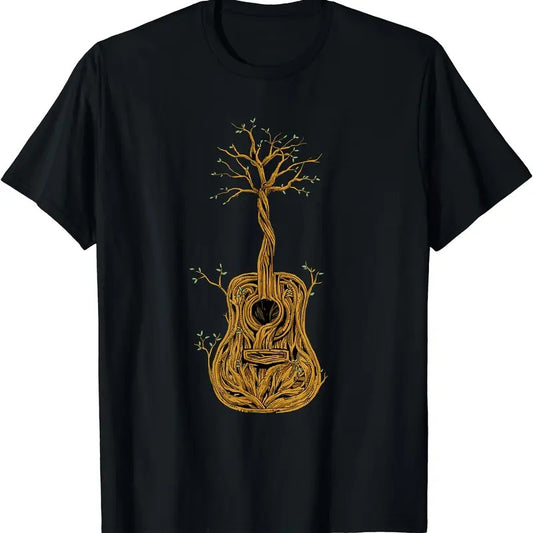 Acoustic Guitar Tree of Life Guitar Player Guitarist T-Shirt | Unisex Cotton Tee, Short Sleeve, Crewneck, Size S-5XL