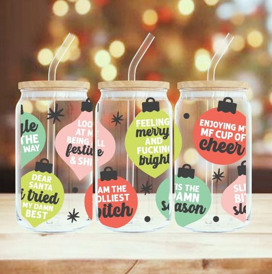 Adult Christmas Affirmations Ornament 16 oz Cup with Permanent Vinyl Wrap