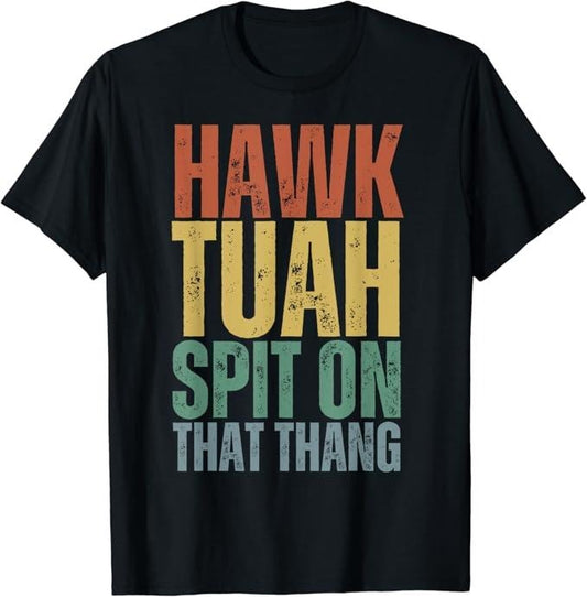 Adult Humor Shirts, 4th of July Patriotic USA Hawk Tuah Spit on that Thing T-Shirt Classic Casual Cotton