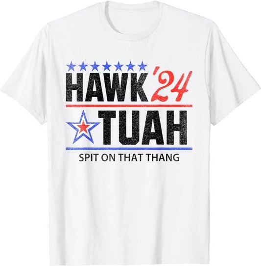 Adult Humor Shirts, Vintage Hawk Tauh 24 Spit On That Thang Sarcastic Parody T-Shirt - Casual Short Sleeve Tee Classic Cotton