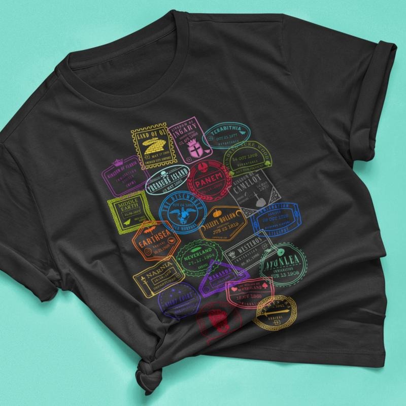 Adventure Summer Reading T-Shirt - Literary Passport Stamps