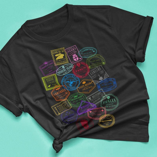 Adventure Summer Reading T-Shirt - Literary Passport Stamps