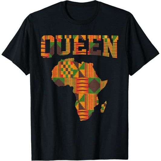 African Queen Art For Women Girls Kente Cloth African Print T-Shirt made in usa