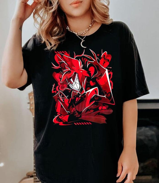 Alastor T-Shirt Unisex, Hazbin Hotel Characters, Alastor Hazbin Hotel Shirt, Angel Dust shirt, Niffty, Cherri, Sir Pentious, Top Womenswear