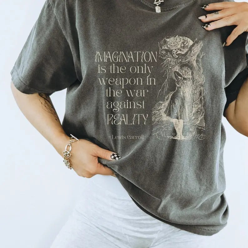 Aljce In W0nderland Cheshire Cat Shirt Literary Shirt Lewis Carroll Dark Academia Shirt Dark Cottagecore Mad Hatter Bookish Crewneck