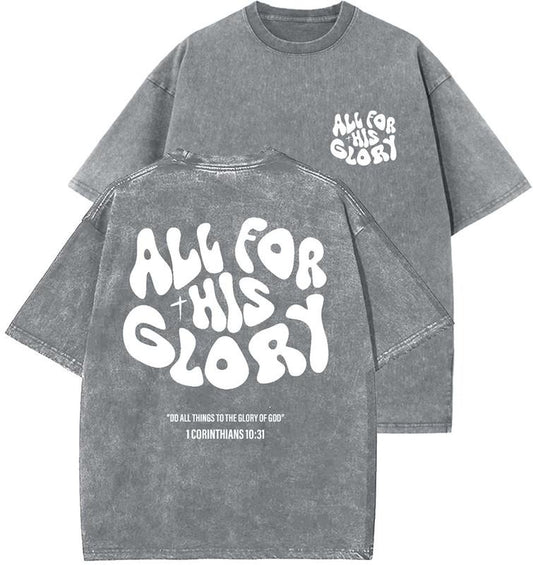 All For His Glory Unisex Washed T-Shirt, Christian t shirts, Vintage 90s Graphic Tee, Gift Top Womenswear Cotton Mineral Colorstyle{n002}2