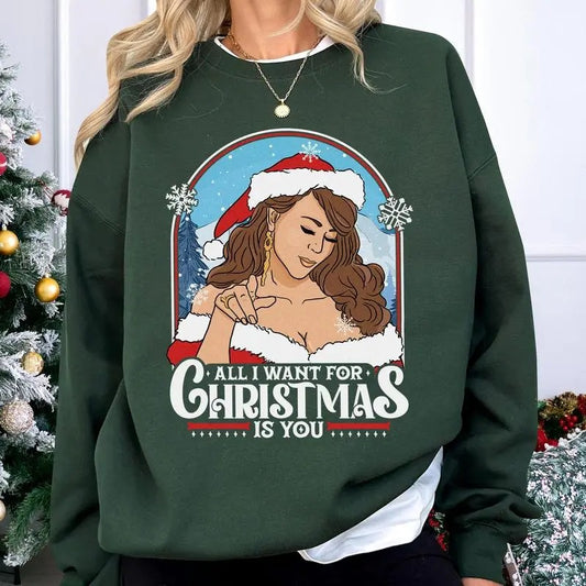 All I Want For Christmas Is You Shirt, Mariah Singer Carey Christmas Sweatshirt, Christmas Song, Matching Christmas Couple Tee, Holiday Season, Xmas Party