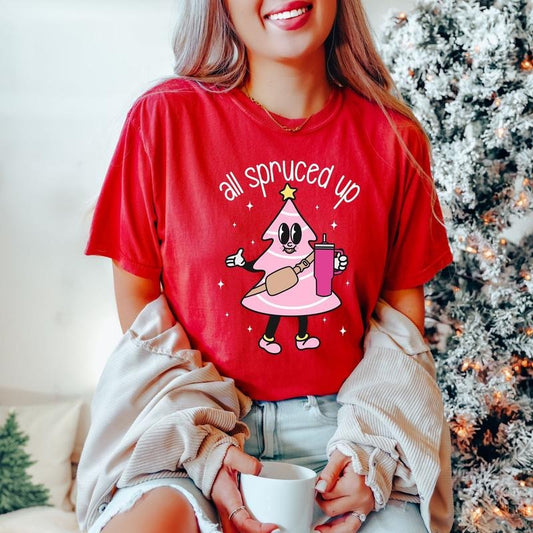 All Spruced Up Shirt, Christmas Shirt, Cute Christmas Tree Shirt, Comfort Colors Holiday Gifts, Funny Christmas Tee, Unisex Christmas T-Shirt, Gifts For Him Her, Short Sleeve Tee Shirt, Xmas Shirts, Gifts For Secret Santa Top Womenswear Fit Comfortable