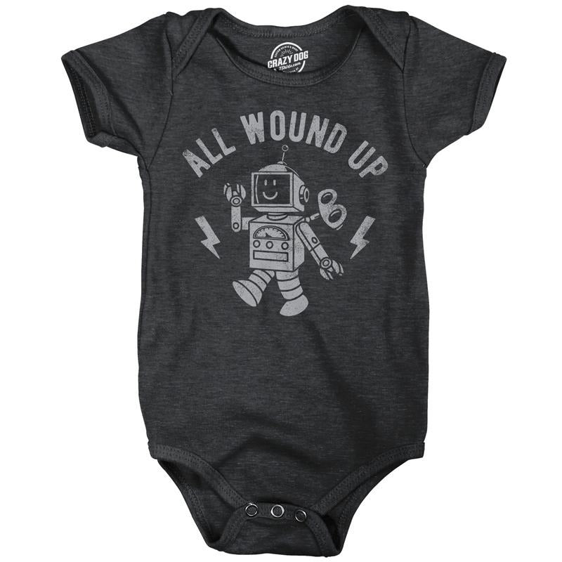 All Wound Up Baby Bodysuit Funny Sarcastic Toy Graphic Novelty Jumper For Infants Funny Baby Onesies Funny Sarcastic Onesie Novelty Onesie Black -