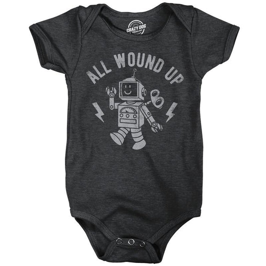 All Wound Up Baby Bodysuit Funny Sarcastic Toy Graphic Novelty Jumper For Infants Funny Baby Onesies Funny Sarcastic Onesie Novelty Onesie Black -