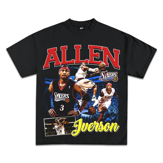 Allen Iverson Graphic T-Shirt The Answer Big Face Vintage Basketball Tee Shirt for Men Women Streetwear Menswear Top