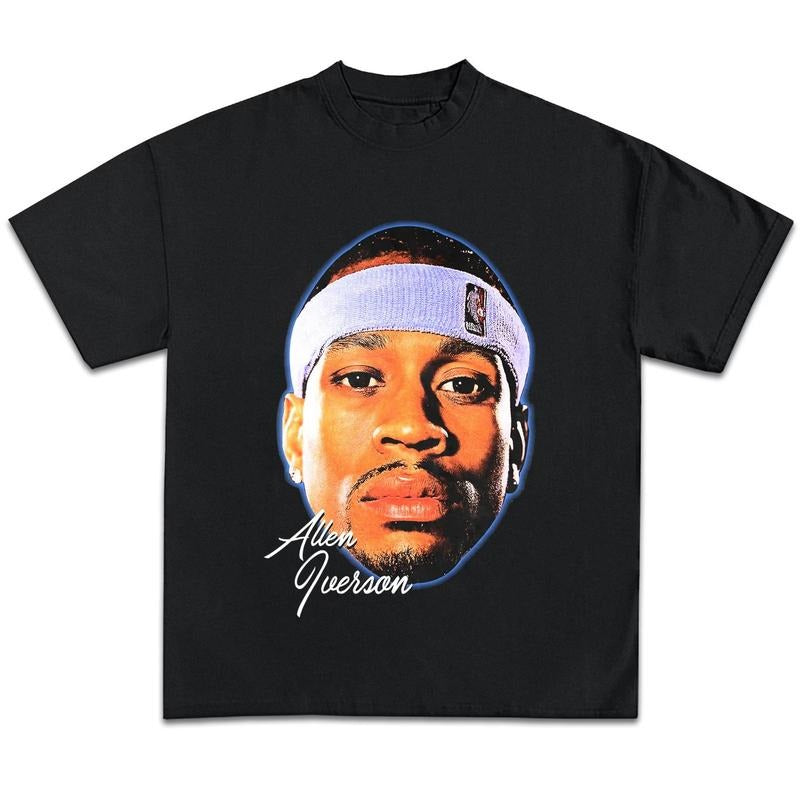 Allen Iverson Inspired Vintage Graphic T-shirt Heavy Cotton Tee Basketball Sreetwear 90s Style Shirt Hiphop Vibes Y2K Classic Man Menswear