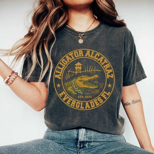 Alligator Alcatraz Shirt, Funny Florida Everglades Tee, Vintage Gator Graphic, Swamp Humor Sweatshirt, Southern Dark Humor Gift for Him or Her